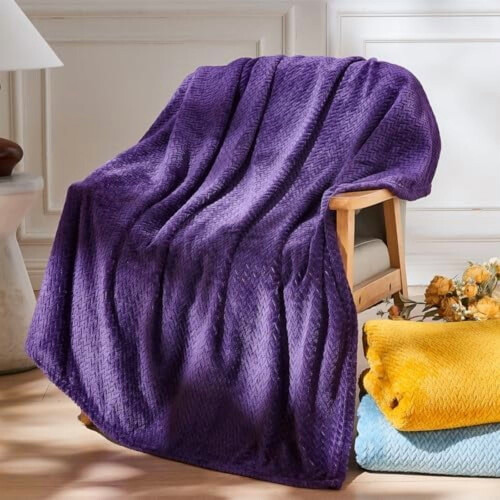 Dark Purple Flannel Fleece Throw Blanket 1