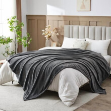 Super Soft King Blanket Dark Grey Premium Silky Flannel Fleece Leaves Pattern Lightweight Bed Blanket All Season Use (Dark Grey, King(90"x110"))