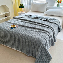 Fleece plaid 59x40 inch grijs gestreept microvezel