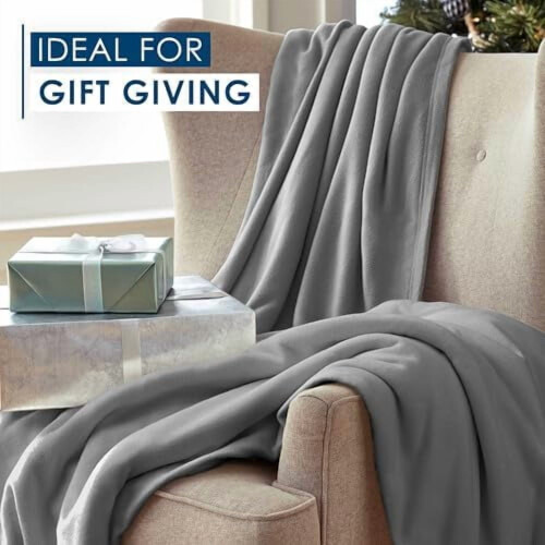 Beige Fleece Throw Blanket 66x90 in 2