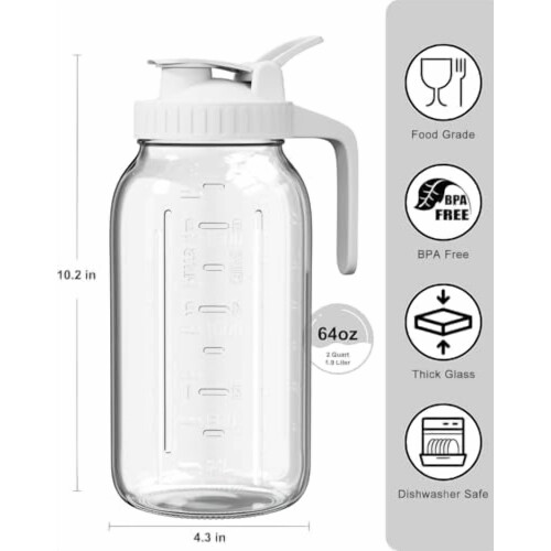 64oz glaskande med lufttæt låg og tud 2