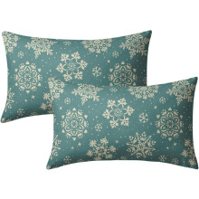 Fodere per cuscino lombare natalizie con fiocchi di neve, 30x50 cm, set da 2