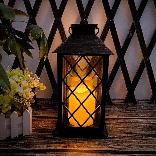 Μαύρο Vintage Φανάρι LED με Τρεμοπαίξιμο – Συσκευασία 1 τεμαχίου 1