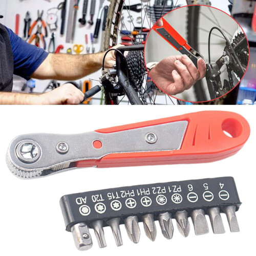 Ratcheting Right Angle Screwdriver Hex Drive 90Degree Offset+10PCS Bits Kit Y7C8 2
