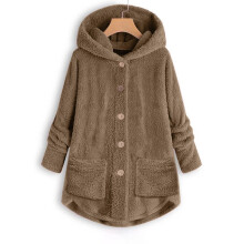 UTTOASFAY Manteaux pour femmes grandes tailles en liquidation Hauts boutonnés en peluche pour femmes grandes tailles Cardigan ample à capuche