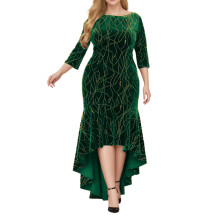 Christmas Dresses For Women Elegant Velvet Maxi Evening Gown With Flared Hemline Plus Size Fall Winter Green
