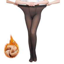 Fleece gevoerde panty voor dames, doorschijnende imitatie panty, doorschijnende winterlegging met hoge taille.