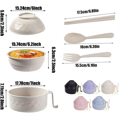 Set 3 in 1 per ramen con coperchio, cucchiaio e supporto per telefono 2