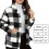Μόδα Casual Ζεστό Gingham Teddy Coat για Γυναίκες 2