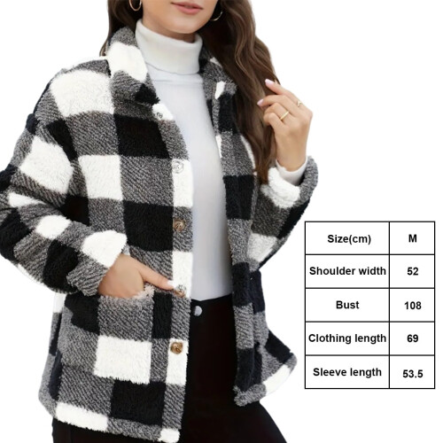 Μόδα Casual Ζεστό Gingham Teddy Coat για Γυναίκες 1
