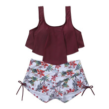 Bikinis für Damen, Badeanzug mit U-Boot-Ausschnitt, bedruckter Bikini, Bikini mit Trägern, tief ausgeschnittener Badeanzug, zweiteiliger Badeanzug,