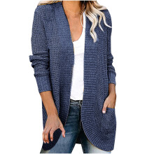Giacca maglione da donna, in saldo Autunno e inverno Cardigan lungo casual tinta unita da donna Capospalla Top casual Giacca Maglioni con tasca
