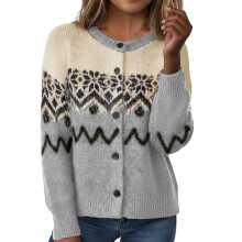 Cardigans voor dames, open voorkant, knusse herfstcardigan, middelzware winterwarme gebreide trui met lange mouwen en ronde hals, grijs