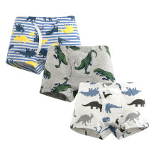 New Underwear For Boy 3 Pack Cartoon Dinosaurs Print Patchwork Multipack Cotton Boxer Briefs Stretch Moisture-Wicking Wear