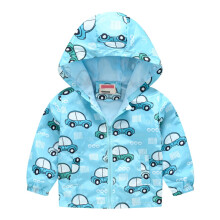 Winddichter Kindermantel mit Kapuze, Print und Reißverschluss für Mädchen, Kleinkinder und Jungen – Herbstjacke für Jungen von 12-18 Monaten