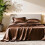 Σετ σεντόνια Twin XL Satin – 3 τεμάχια καφέ, μεταξωτά, με βαθιά τσέπη, πολυτελή μεταξωτή 1