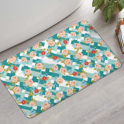 Χαλί μπάνιου Pioneer Flower Floral, αντιολισθητικό χαλάκι μικροϊνών με επένδυση από 1