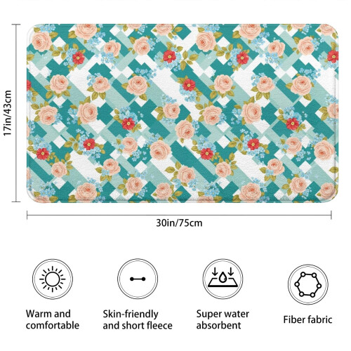 Χαλί μπάνιου Pioneer Flower Floral, αντιολισθητικό χαλάκι μικροϊνών με επένδυση από 2