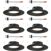 Faretti a incasso a LED DESIGNERS FOUNTAIN, confezione da 6, cornice retrofit da 5"/6" + adattatore per portalampada E26, dimmerabili, 1050LM, 5CCT