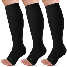 Calze a compressione a punta aperta per uomo e donna, 20-30 mmHg, calze senza punta, calze al ginocchio di supporto per la circolazione, per