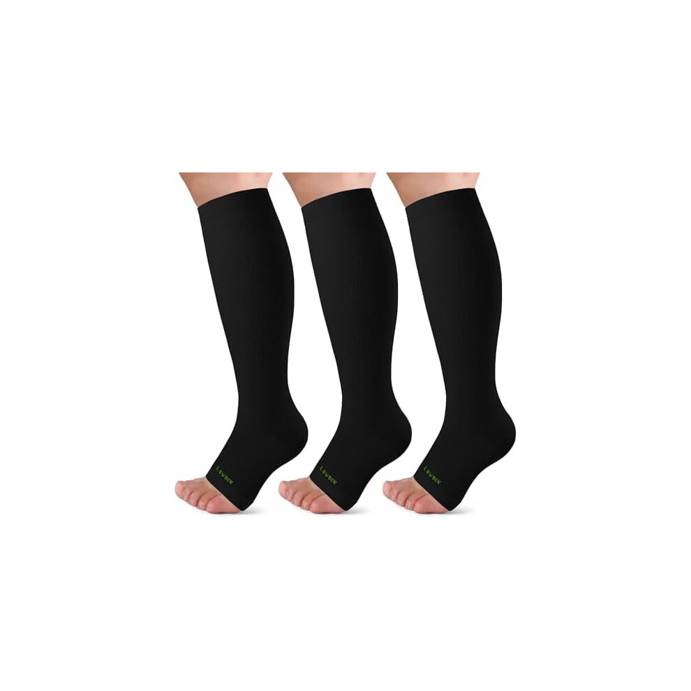 Open Toe Compression Socks for Women & Men 20-30mmHg Toeless Sock Knee High Support Stockings for Circulation Nurses Pregnant Travel