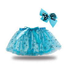 Mini Tutu Szoknya Kisgyermek Lányoknak Aranyos Party Dance Split Szivárvány Háló Fonal Flitter Tüll Szoknya Masni Hajtű Rövid Szoknya, Kék