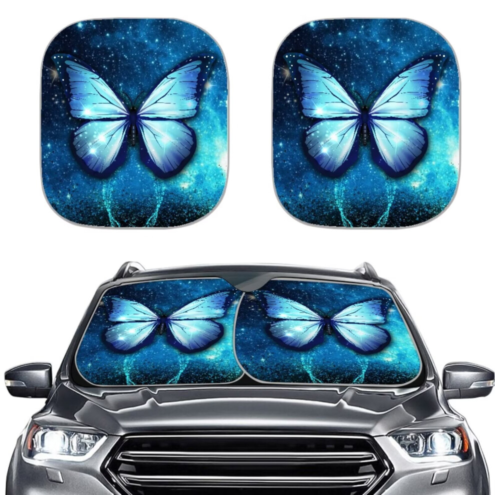 Butterfly Windshield Sun Shade For Suv, Sedan, Van, Truck Â 2Pcs Set, Compatible With Automotive Windshields 9499224835801