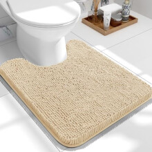 Tapis de bain en chenille beige antidérapant 61 x 51 cm