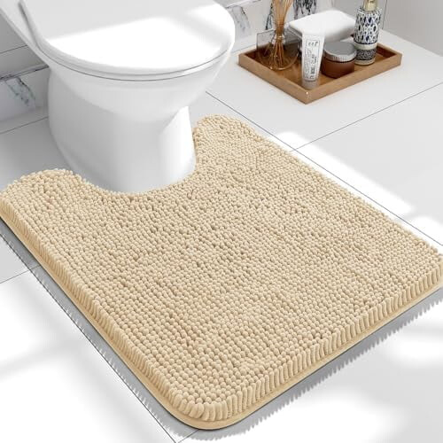 Chenille badmat 24x20 inch beige antislip