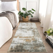 Wasbare loper van 2x6 meter, modern abstract, antislip, vlekbestendig, geschikt voor binnen, hal, slaapkamer, wasruimte, entree, beige/taupe