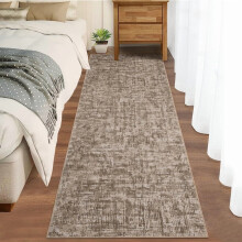 Tapis de couloir moderne abstrait marron 60 x 180 cm, lavable et antidérapant