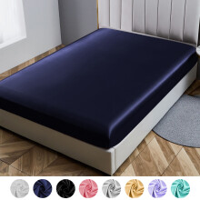 Drap-housse Queen à poches profondes, drap en satin de soie ultra doux, lavable en machine