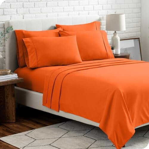 Microvezel lakenset met extra kussensloop, Twin XL oranje 1