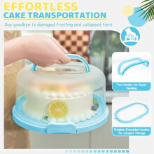 BPA-Free Cake Stand & Carrier with Lid, 10" Capacity, 2 Handles, Two-Sided Base – Perfect for Cakes, Pies, Cupcakes, Fruit; Compatible with Standard