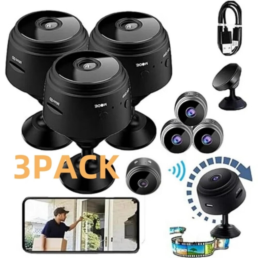 3-Pack 1080P Hd Wireless Security Camera Set Â Wifi Cameras With Infrared Night Vision, Motion Detection, And Loop Recording 9499224836754