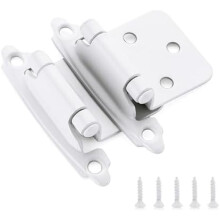 Verpakking van 50 stuks 1/2" opbouwkastscharnieren, zelfsluitend, halfverzonken, wit decoratief beslag met stootkussens – compatibel met standaard
