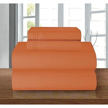 Luxury1500Microfiber 4-delige lakenset – Kreukvrij, Diepe hoes (40,6 cm), Elastiek rondom, Eenpersoons/Eenpersoons XL, Koraal