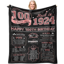 Pătură decorativă pentru femei cu tematică de 100 de ani, 152x127 cm
