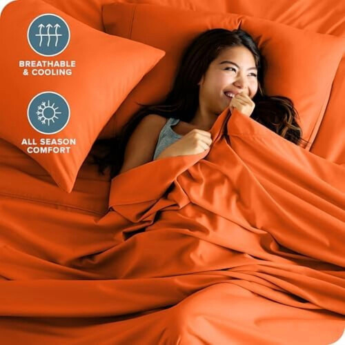 Microvezel lakenset met extra kussensloop, Twin XL oranje 2