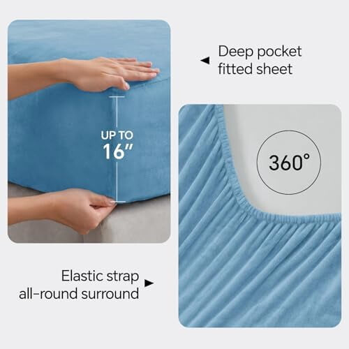 Σεντόνια Flannel Full Size Forever Blue - Σετ σεντονιών από εξαιρετικά μαλακό φλις, Fluffy Extra Plush, 4 2