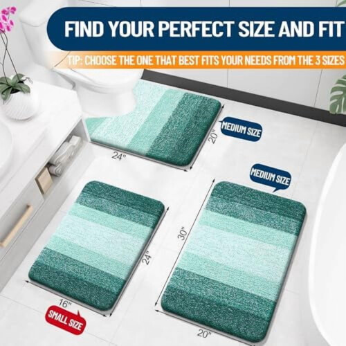 Bathroom Rug Microfiber 30x20 Inch Blackish Green 1
