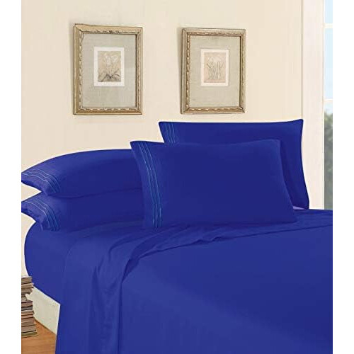 Microfiber Full Sheet Set 4-Piece Royal Blue 2