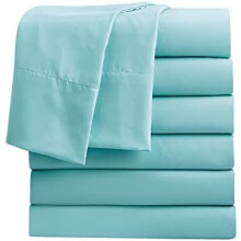 Draps plats Queen uniquement, paquet de 6, draps de literie en microfibre douce pour la maison, les salons, les hĂ´tels, draps plats en gros, taille