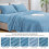 Σεντόνια Flannel Full Size Forever Blue - Σετ σεντονιών από εξαιρετικά μαλακό φλις, Fluffy Extra Plush, 4 8