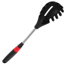 Cuillère égouttoir à nouilles en silicone avec manche en acier inoxydable