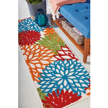 Home Aloha 2'x6' Indoor/Outdoor Green Area Rug – Tropical Botanical, Easy Clean, Non-Shedding, for Living Room, Bedroom, Patio & Deck