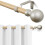Varão de cortina ajustável e resistente de 76 a 122 cm (30 a 48 polegadas), 2,5 cm (1 polegada) de diâmetro, madeira e metal cinza, ponteiras 2