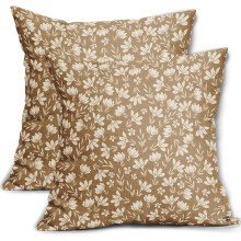 Housses de coussin vintage à motif floral, 45 x 45 cm, en lin, lot de 2