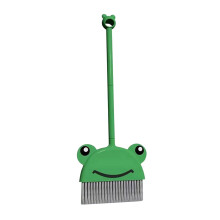 Ensemble balai et pelle pour enfants avec poignée antidérapante, kit de balayage en plastique de 47 cm, joli motif grenouille – Compatible avec