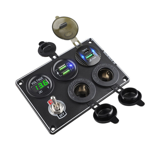 Biloplader Aluminium Panelstik med USB QC3.0